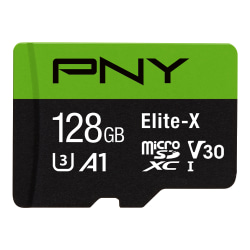 PNY 128GB Elite-X Class 10 U3 V30 microSDXC Flash Memory Card,- Class 10, U3, V30, UHS-I