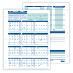ComplyRight™ 2023 Attendance Calendar Cards, 8 1/2" x 11", White, Pack Of 25