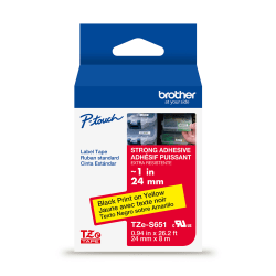 Brother P-touch TZeS651, Laminated, ~1" x 26.2 ft (24mm x 8m), Black on Clear Label Tape