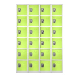 Alpine 6-Tier Steel Lockers, 72"H x 12"W x 12"D, Green, Pack Of 4 Lockers