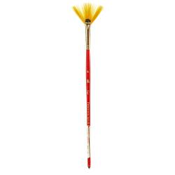 Princeton Series 4050 Heritage Synthetic Sable Watercolor Short-Handle Paint Brush, Size 4, Fan Bristle, Sable Hair, Red