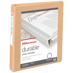Office Depot® Durable View Binder, 1" Round Rings (175 Sheet Capacity), Peach, 1 Binder