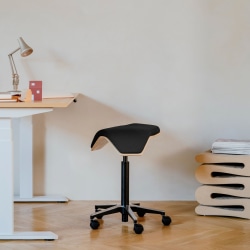 Branch Furniture Fabric Saddle Chair Task Stool, Black