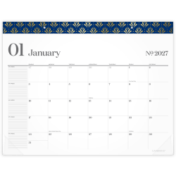 Mead Cambridge® WorkStyle® 2027 Monthly Desk Pad Calendar, Classic Navy, Standard, 21 3/4" x 17"