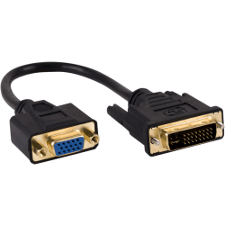 Ativa® DVI to VGA Pigtail Adapter, DVI-I Male to VGA Female, Video Only, Black