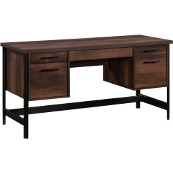 Sauder® Briarbrook 60"W Commercial Computer Desk With Floating Pedestals, Barrel Oak/Black