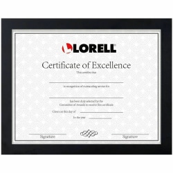 Lorell Certificate Frame, 8.50" x 11" Frame Size, Desktop, Wall Mountable, Vertical, Horizontal, Black, 49418