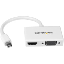 StarTech.com Travel A/V Adapter - 2-in-1 Mini DisplayPort to HDMI or VGA Converter - White - Connect a Mini DisplayPor - MDP2HDVGAW