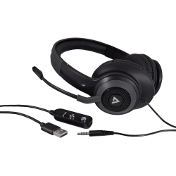 V7 Premium Over-Ear Stereo Headset with Boom Mic - Stereo - USB, Mini-phone - Wired - 32 Ohm - 20 Hz - 20 kHz - Over-the-head - Binaural - Circumaural - 4.92 ft Cable - Noise Canceling - Gray, Black