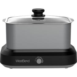 West Bend 6-Quart Oblong Slow Cooker, Silver