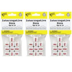 Koplow Games Interrogative Dice, Grades 3 To 10, Set Of 10 Dice, Pack Of 3 Sets