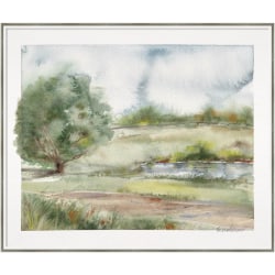Amanti Art Landscape With Tree In Light Mood by Patricia Shaw Wood Framed Wall Art Print, 41"W x 35"H, White