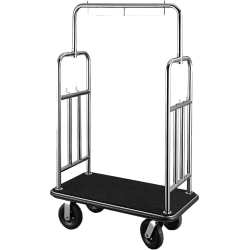 CSL Town Square Luggage Cart, 71"H x 44"W x 24"D, Silver/Black