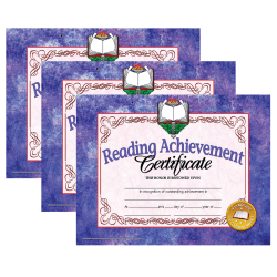 Hayes Certificates, 8-1/2" x 11", Reading Achievement, 30 Certificates Per Pack, Set Of 3 Packs, HVA6773