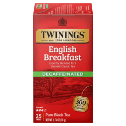 Twinings of London® Classic Decaffeinated English Breakfast Tea Bags, Carton Of 25