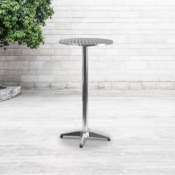 Flash Furniture Round Folding Bar Table With Aluminum Base, 45" x 23-1/4", Silver