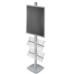 Azar Displays Sky Tower Display Kit With Snap Frame And 4 Acrylic Brochure Side Pockets, Silver