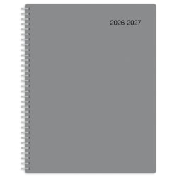 2026-2027 Office Depot® Brand Monthly Academic Planner, 8-1/2" x 11", 30% Recycled, Gray, July 2026 To June 2027