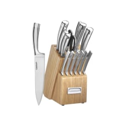 Cuisinart 15 Piece Cutlery Set with Block - 15 Piece(s) - 1 x Chef's Knife, 1 x Serrated Bread Knife, 1 x Slicer, 1 x Santoku Knife, 1 x Utility Knife, 1 x Paring Knife, 6 x Steak Knife - 8" Length Chef's Knife, 8" Length Serrated Bread Knife