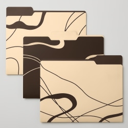 Office Depot® Brand Fashion File Folders, 1/3 Cut, Letter Size, Brown/Beige Flowline, Total Qty 6