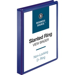 Business Source View 3-Ring Binder, 1" Slant Rings, Navy