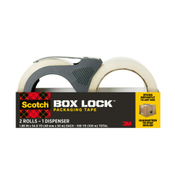 Scotch Box Lock Packing Tape, 1.88" x 54.6 yd, 2 Tape Rolls with Dispensers, Extreme Grip Box Packaging Tape for Valentine's Day Gifts Shipping and Mailing