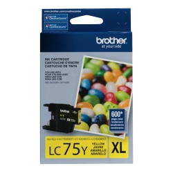 Brother® LC75 Yellow High-Yield Ink Cartridge, LC75Y