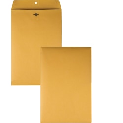 Quality Park Gummed Kraft Clasp Envelopes - Clasp - #98 - 10" Width x 15" Length - 28 lb - Gummed - Kraft - 100 / Box - Kraft