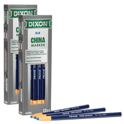 Dixon Phano China Markers, Blue, 12 Per Pack, Set Of 2 Packs