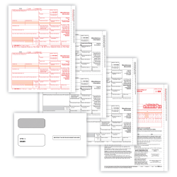 ComplyRight® 1099-MISC Tax Forms Set, 5-Part, 2-Up, Copies A/B/C, Laser, 8-1/2" x 11", Pack Of 100 Forms And Envelopes