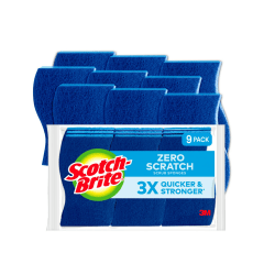 Scotch-Brite Zero Scratch Sponges, 9 Scrubbing Sponges, Great For Washing Dishes and Cleaning Kitchen