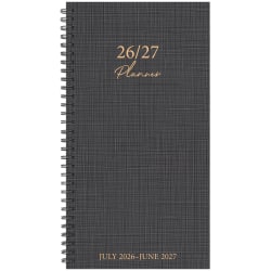 Willow Creek Press Academic Weekly/Monthly Spiral Planner, 3-1/2" x 6-1/2", Graphite Grid, July 2026 - June 2027, Total Qty 1
