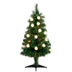 Nearly Natural Pine 48"H Artificial Fiber Optic Christmas Tree With LED Lights, 48"H x 22"W x 22"D, Green