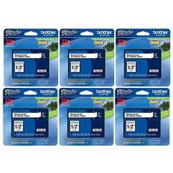 Brother® P-Touch TZe-231 Label Tape, 1/2" x 26-1/4', White/Black, Pack Of 6 Rolls
