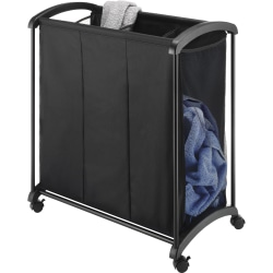 Whitmor Laundry Sorter, 16.5"H x 28.5"W x 30.8"D, Floor, Durable, Black, Plastic, Metal, Fabric, 1
