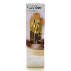 Princeton Real Value Series 9146 Brush Set, Assorted Sizes, Synthetic, Brown, Set Of 4