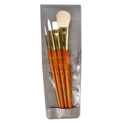 Princeton Real Value Series 9151 Brush Set, Assorted Sizes, Synthetic, Orange, Set Of 4