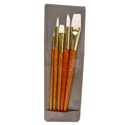 Princeton Real Value Series 9152 Brush Set, Assorted Sizes, Synthetic, Orange, Set Of 5
