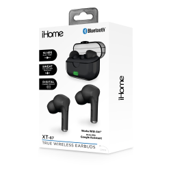 Bytech iHome XT-87 True Wireless Bluetooth In-Ear Earbuds, Black, HMAUBE232BK