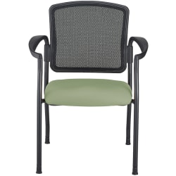 WorkPro® Spectrum Series Mesh/Vinyl Stacking Guest Chair With Antimicrobial Protection, With Arms, Olive, Set Of 2 Chairs, BIFMA Compliant