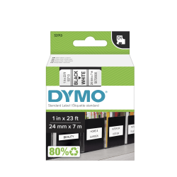 DYMO® D1 53713 Black-On-White Tape, 1" x 23'