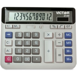 Victor PC Touch 2140 Desktop Calculator - Independent Memory - 12 Digits - LCD - Battery/Solar Powered - 7.5" x 6" x 1.6" - 1 Each