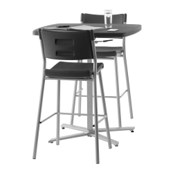 National Public Seating Café Time Adjustable-Height Table, Charcoal Slate/Silver