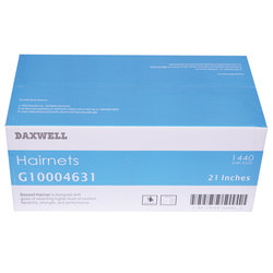 Daxwell Nylon Hairnets, 21", Black, 144 Hairnets Per Box, Case Of 10 Boxes