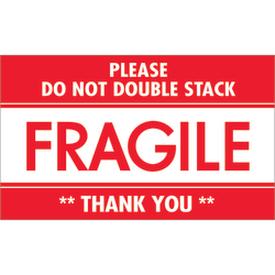 Tape Logic® Preprinted Shipping Labels, DL2159, Fragile - Do Not Double Stack, Rectangle, 3" x 5", Red/White, Roll Of 500