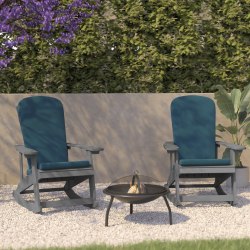 Flash Furniture Savannah All-Weather Adirondack Rocking Chairs with Cushions, Teal/Gray, Set Of 2 Chairs