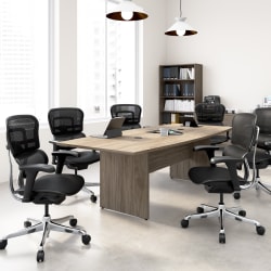 WorkPro® Motiva Office Conference Table With Wood Base, 28-11/16"H x 95-1/4"W x 42-1/16"D, Modern Hickory, Standard Delivery