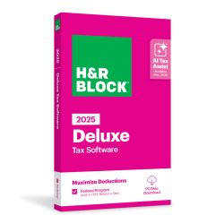 H&R Block Deluxe Tax Software, 2025, Windows/Mac, Download/Product Key