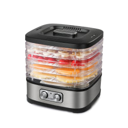 Commercial Chef Food Dehydrator With 5 Adjustable Height Trays, 9-13/16"H x 10-1/4"W x 8-5/16"D, Silver