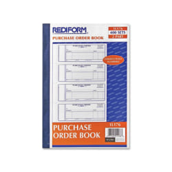 Rediform 2-Part Purchase Order Book - 400 Sheet(s) - Stapled - 2 Part - Carbonless Copy - 2 3/4" x 7" Sheet Size - Blue Print Color - 1 Each
